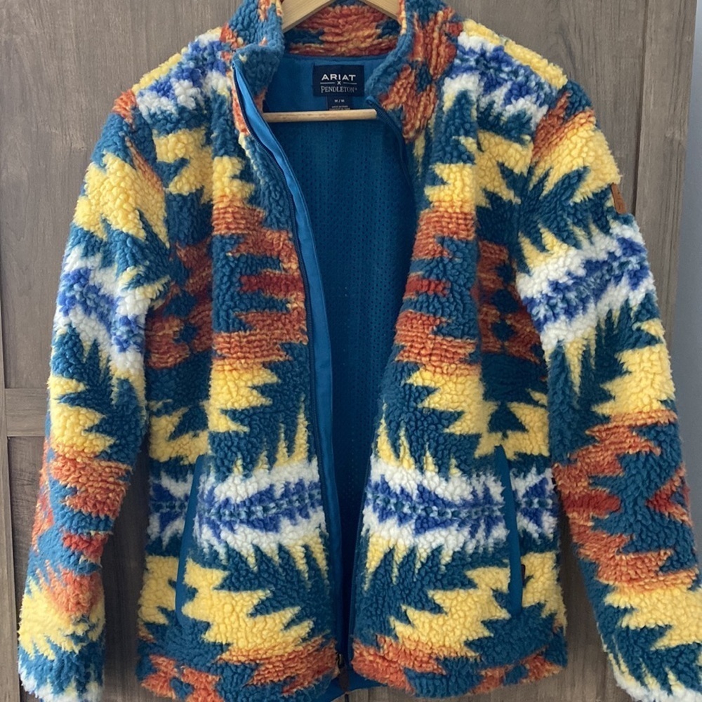 ARIAT -X- Pendleton Collection Pendleton Fleece Jacket zip-up Pockets Size M - Picture 14 of 16
